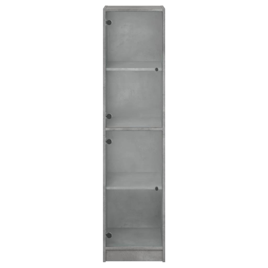 vidaXL Highboard with Glass Doors Concrete Grey 35x37x142 cm