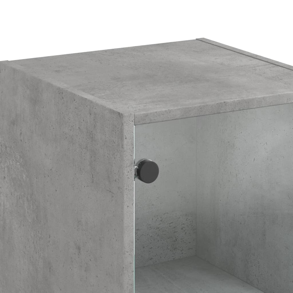 vidaXL Highboard with Glass Doors Concrete Grey 35x37x142 cm