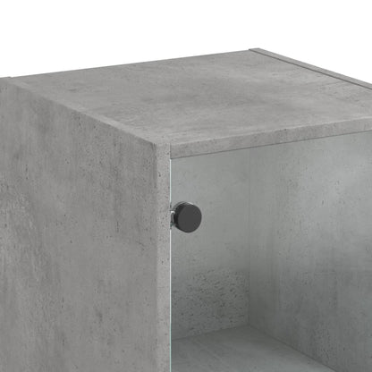 vidaXL Highboard with Glass Doors Concrete Grey 35x37x142 cm