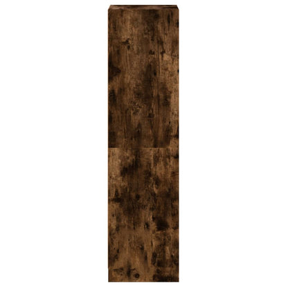 vidaXL Highboard with Glass Doors Smoked Oak 35x37x142 cm