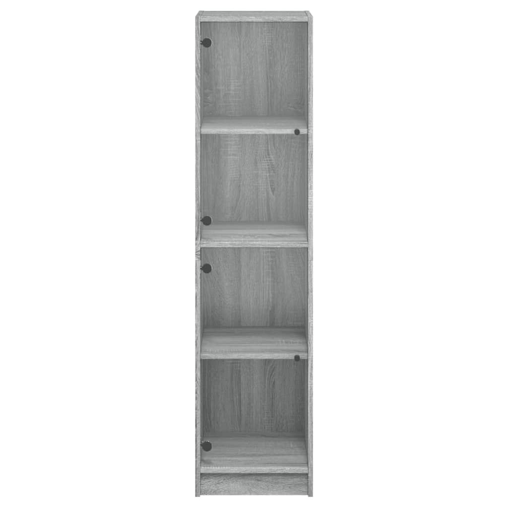 vidaXL Highboard with Glass Doors Grey Sonoma 35x37x142 cm