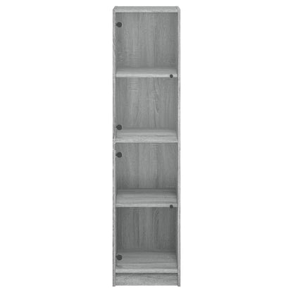 vidaXL Highboard with Glass Doors Grey Sonoma 35x37x142 cm