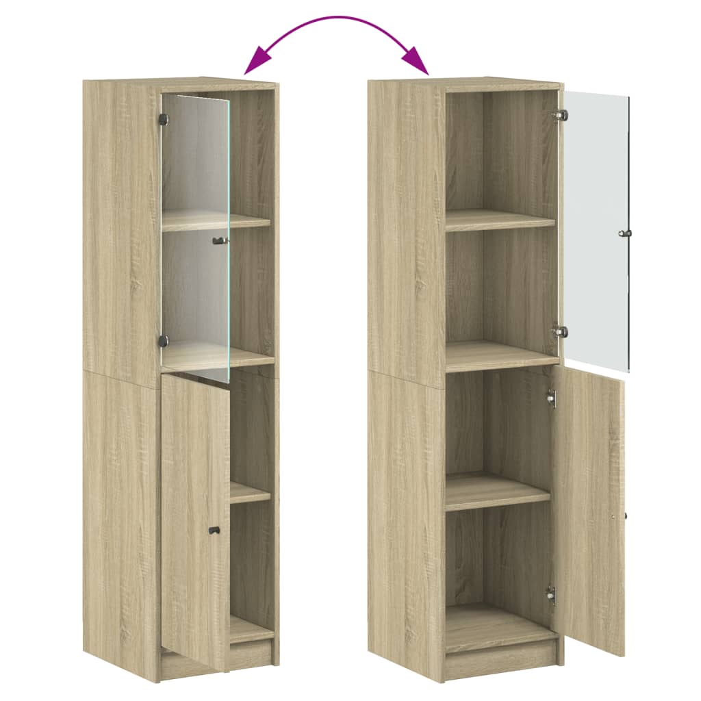 vidaXL Highboard with Glass Door Sonoma Oak 35x37x142 cm