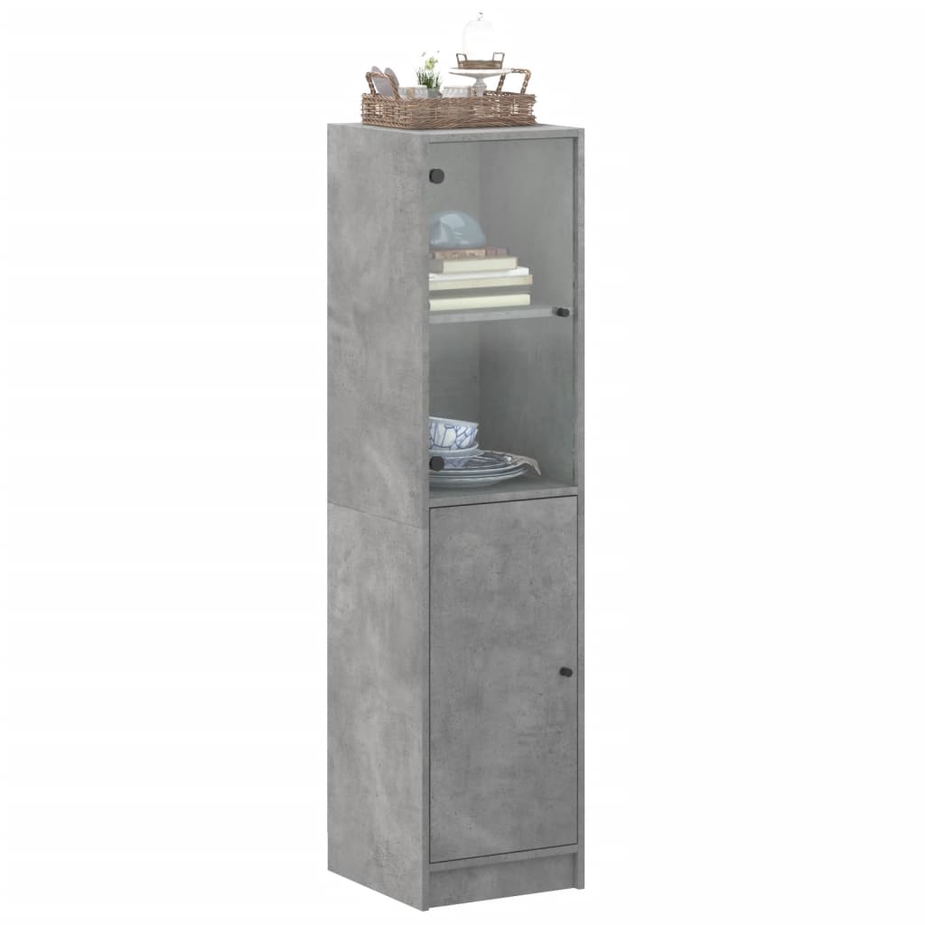 vidaXL Highboard with Glass Door Concrete Grey 35x37x142 cm