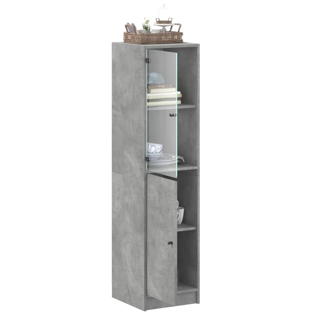 vidaXL Highboard with Glass Door Concrete Grey 35x37x142 cm