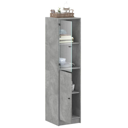 vidaXL Highboard with Glass Door Concrete Grey 35x37x142 cm
