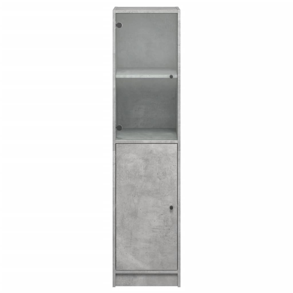 vidaXL Highboard with Glass Door Concrete Grey 35x37x142 cm