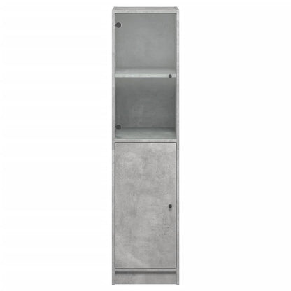 vidaXL Highboard with Glass Door Concrete Grey 35x37x142 cm