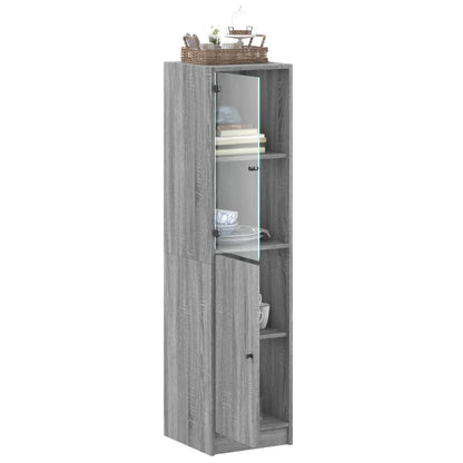 vidaXL Highboard with Glass Door Grey Sonoma 35x37x142 cm