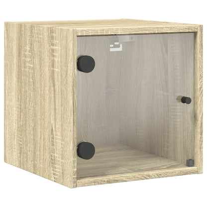 vidaXL Bedside Cabinets with Glass Doors 2 pcs Sonoma Oak 35x37x35 cm