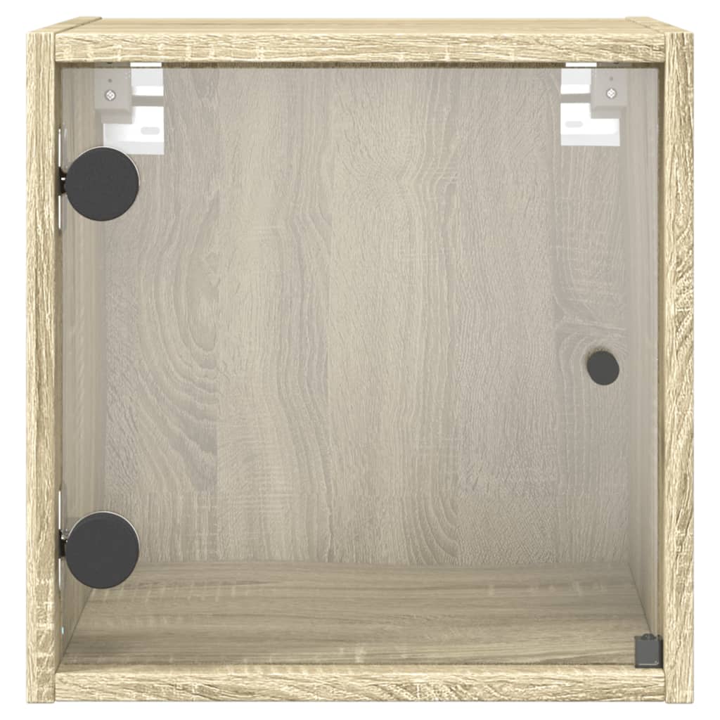 vidaXL Bedside Cabinets with Glass Doors 2 pcs Sonoma Oak 35x37x35 cm