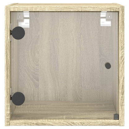 vidaXL Bedside Cabinets with Glass Doors 2 pcs Sonoma Oak 35x37x35 cm