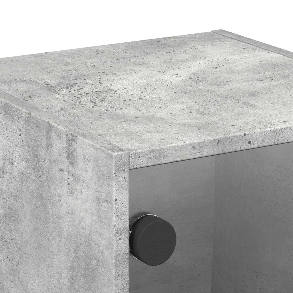 vidaXL Bedside Cabinet with Glass Door Concrete Grey 35x37x35 cm