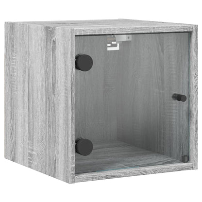 vidaXL Bedside Cabinet with Glass Door Grey Sonoma 35x37x35 cm