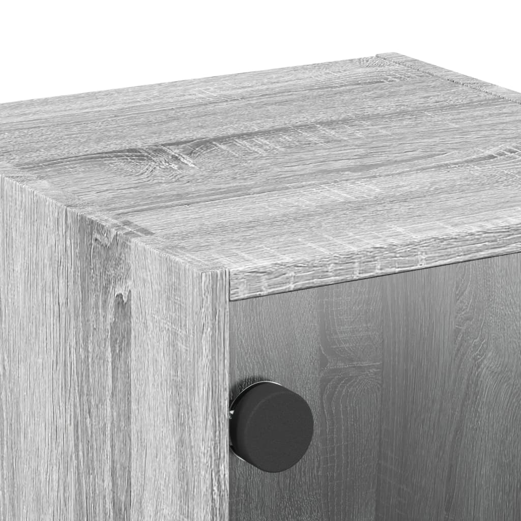 vidaXL Bedside Cabinet with Glass Door Grey Sonoma 35x37x35 cm