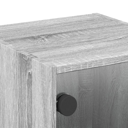vidaXL Bedside Cabinet with Glass Door Grey Sonoma 35x37x35 cm