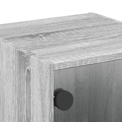 vidaXL Bedside Cabinets with Glass Doors 2 pcs Grey Sonoma 35x37x35 cm