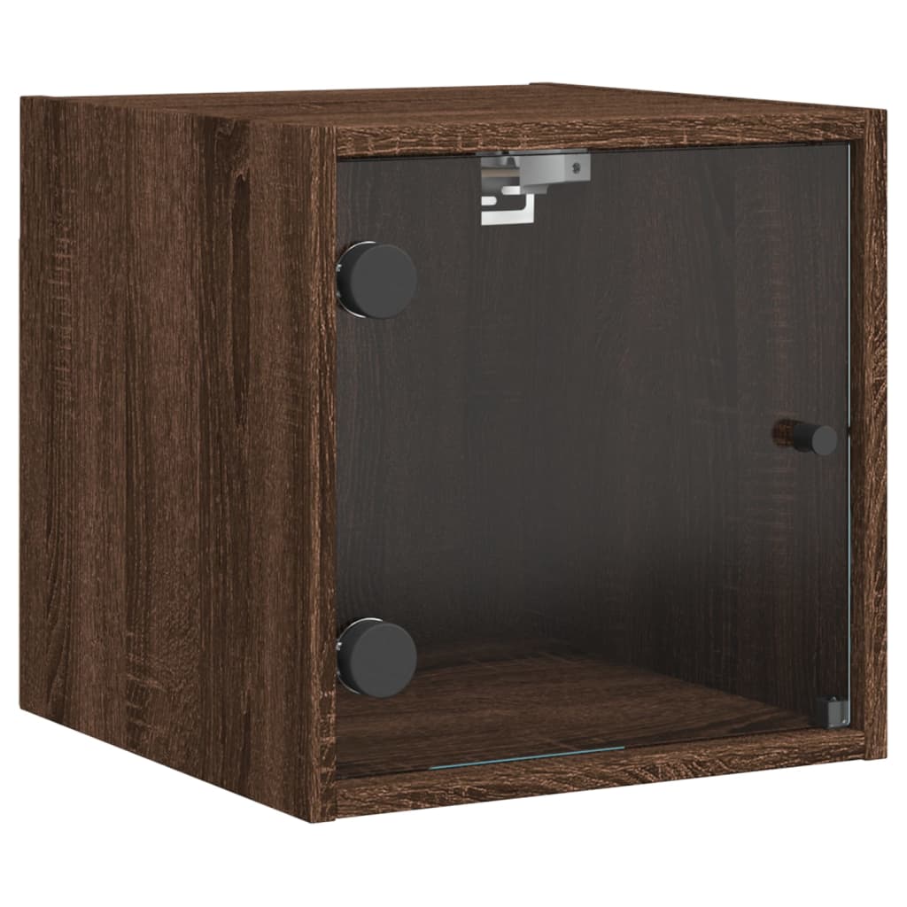 vidaXL Bedside Cabinets with Glass Doors 2 pcs Brown Oak 35x37x35 cm