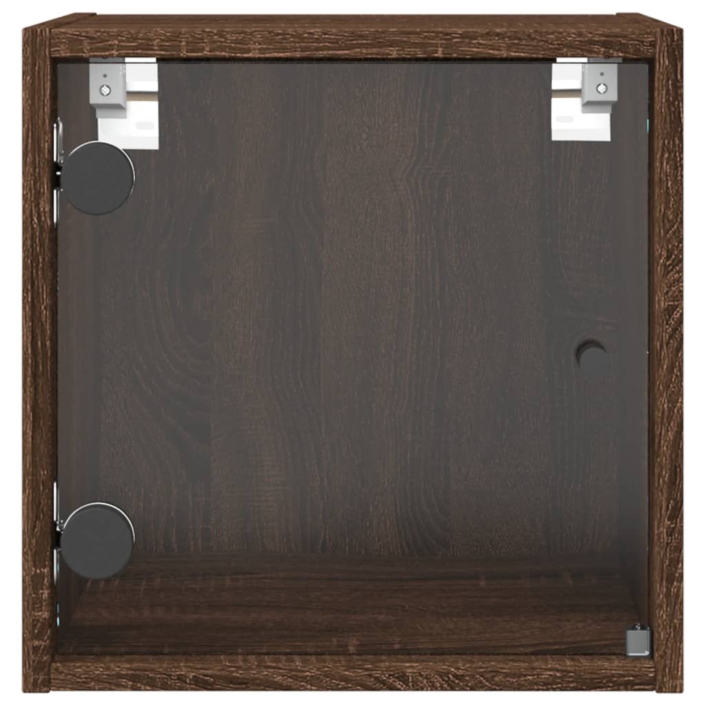 vidaXL Bedside Cabinets with Glass Doors 2 pcs Brown Oak 35x37x35 cm