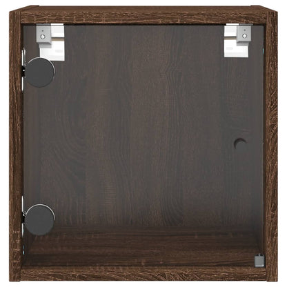 vidaXL Bedside Cabinets with Glass Doors 2 pcs Brown Oak 35x37x35 cm