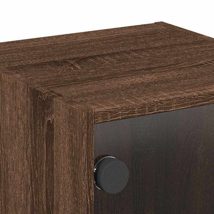 vidaXL Bedside Cabinets with Glass Doors 2 pcs Brown Oak 35x37x35 cm