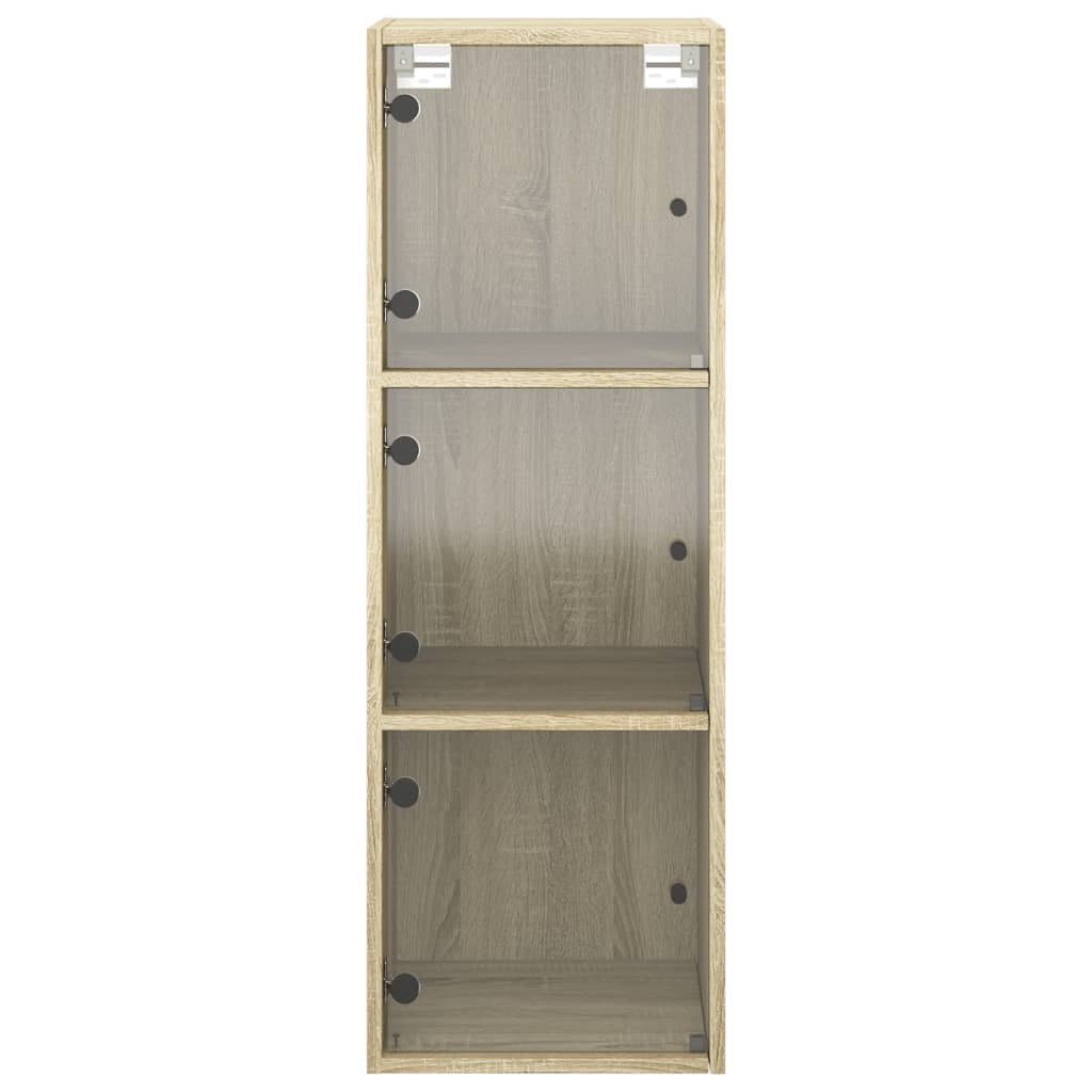 vidaXL Wall Cabinet with Glass Doors Sonoma Oak 35x37x100 cm