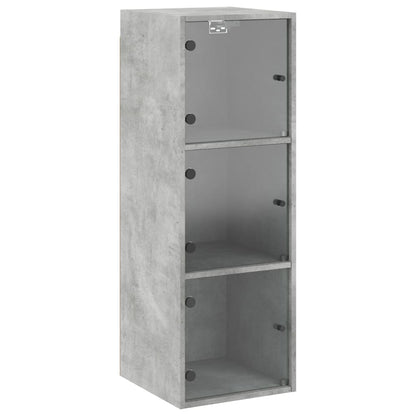 vidaXL Wall Cabinet with Glass Doors Concrete Grey 35x37x100 cm