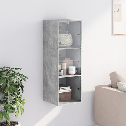 vidaXL Wall Cabinet with Glass Doors Concrete Grey 35x37x100 cm