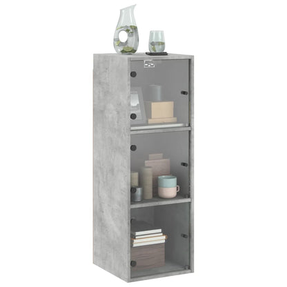 vidaXL Wall Cabinet with Glass Doors Concrete Grey 35x37x100 cm