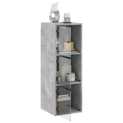 vidaXL Wall Cabinet with Glass Doors Concrete Grey 35x37x100 cm