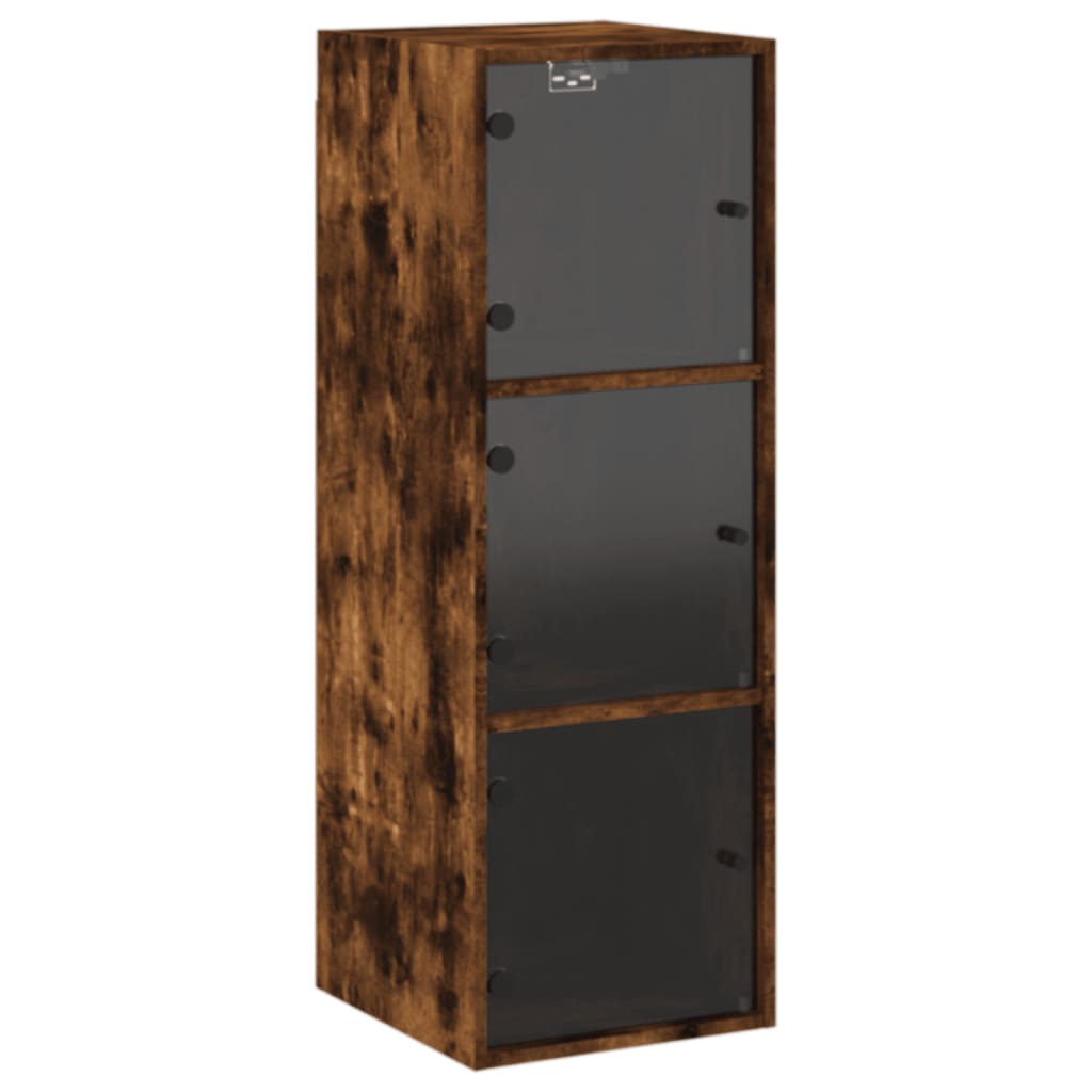 vidaXL Wall Cabinet | Smoked oak | Engineered wood, glass | 35x37x100 cm