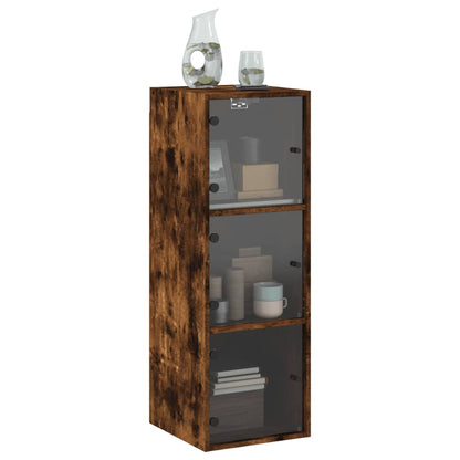 vidaXL Wall Cabinet | Smoked oak | Engineered wood, glass | 35x37x100 cm