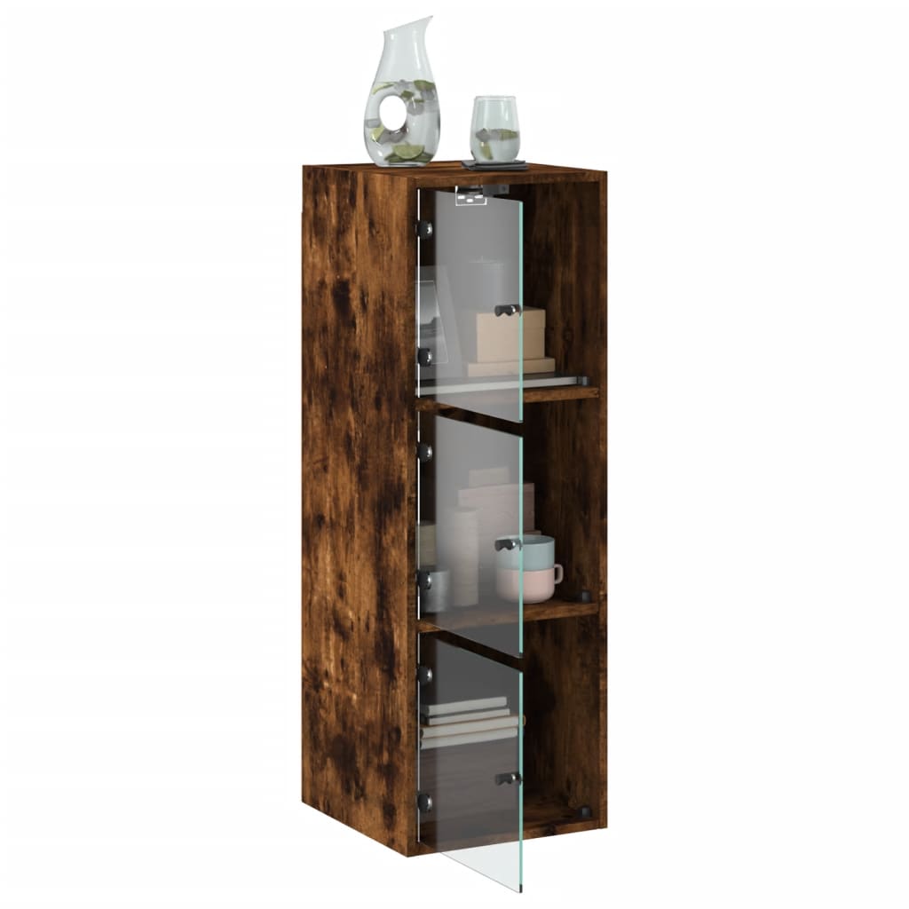 vidaXL Wall Cabinet | Smoked oak | Engineered wood, glass | 35x37x100 cm