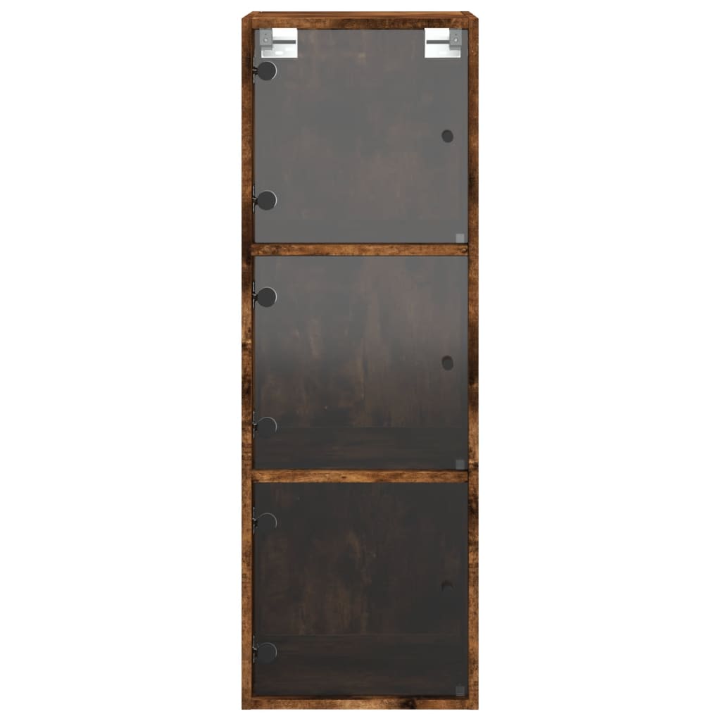 vidaXL Wall Cabinet | Smoked oak | Engineered wood, glass | 35x37x100 cm