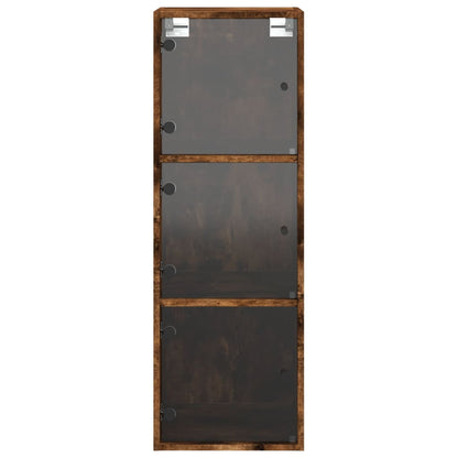 vidaXL Wall Cabinet | Smoked oak | Engineered wood, glass | 35x37x100 cm