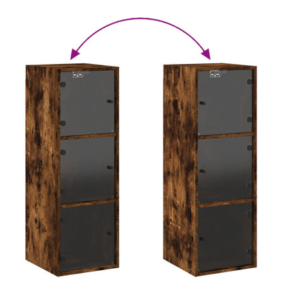 vidaXL Wall Cabinet | Smoked oak | Engineered wood, glass | 35x37x100 cm