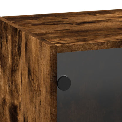 vidaXL Wall Cabinet | Smoked oak | Engineered wood, glass | 35x37x100 cm