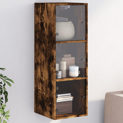 vidaXL Wall Cabinet | Smoked oak | Engineered wood, glass | 35x37x100 cm