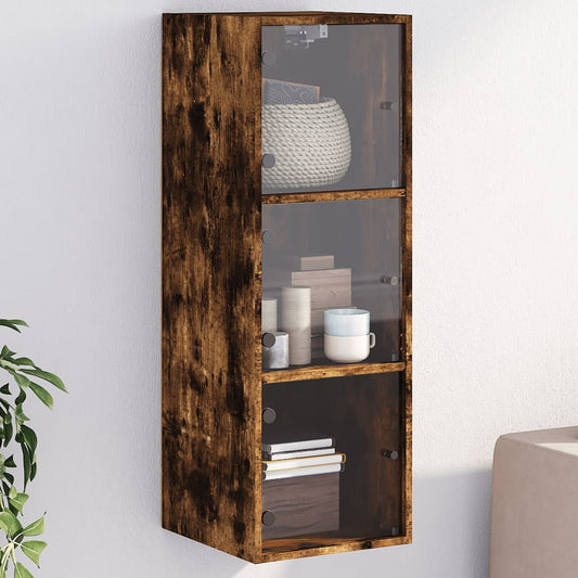 vidaXL Wall Cabinet | Smoked oak | Engineered wood, glass | 35x37x100 cm
