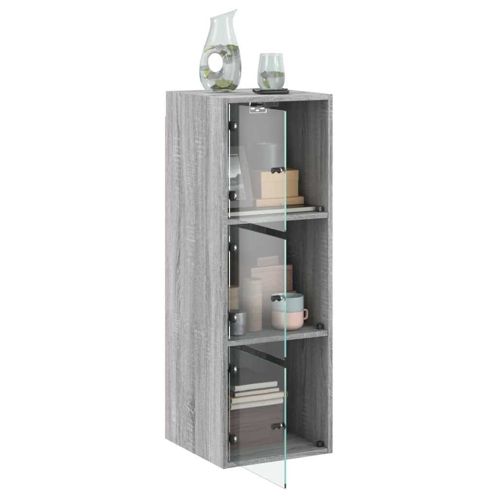vidaXL Wall Cabinet with Glass Doors Grey Sonoma 35x37x100 cm