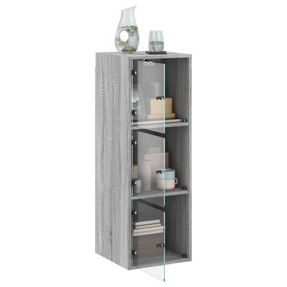 vidaXL Wall Cabinet with Glass Doors Grey Sonoma 35x37x100 cm