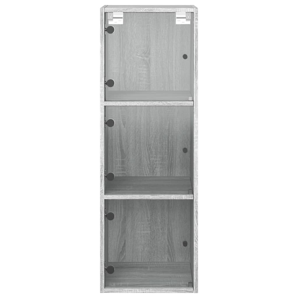 vidaXL Wall Cabinet with Glass Doors Grey Sonoma 35x37x100 cm