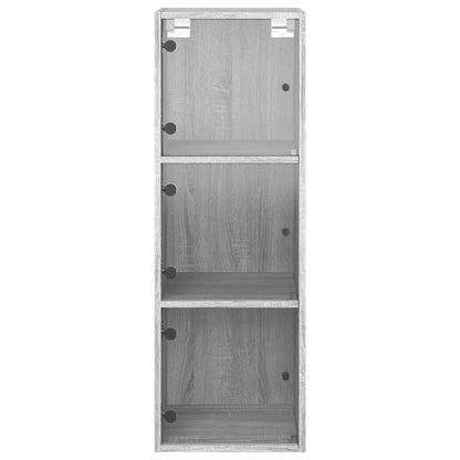vidaXL Wall Cabinet with Glass Doors Grey Sonoma 35x37x100 cm