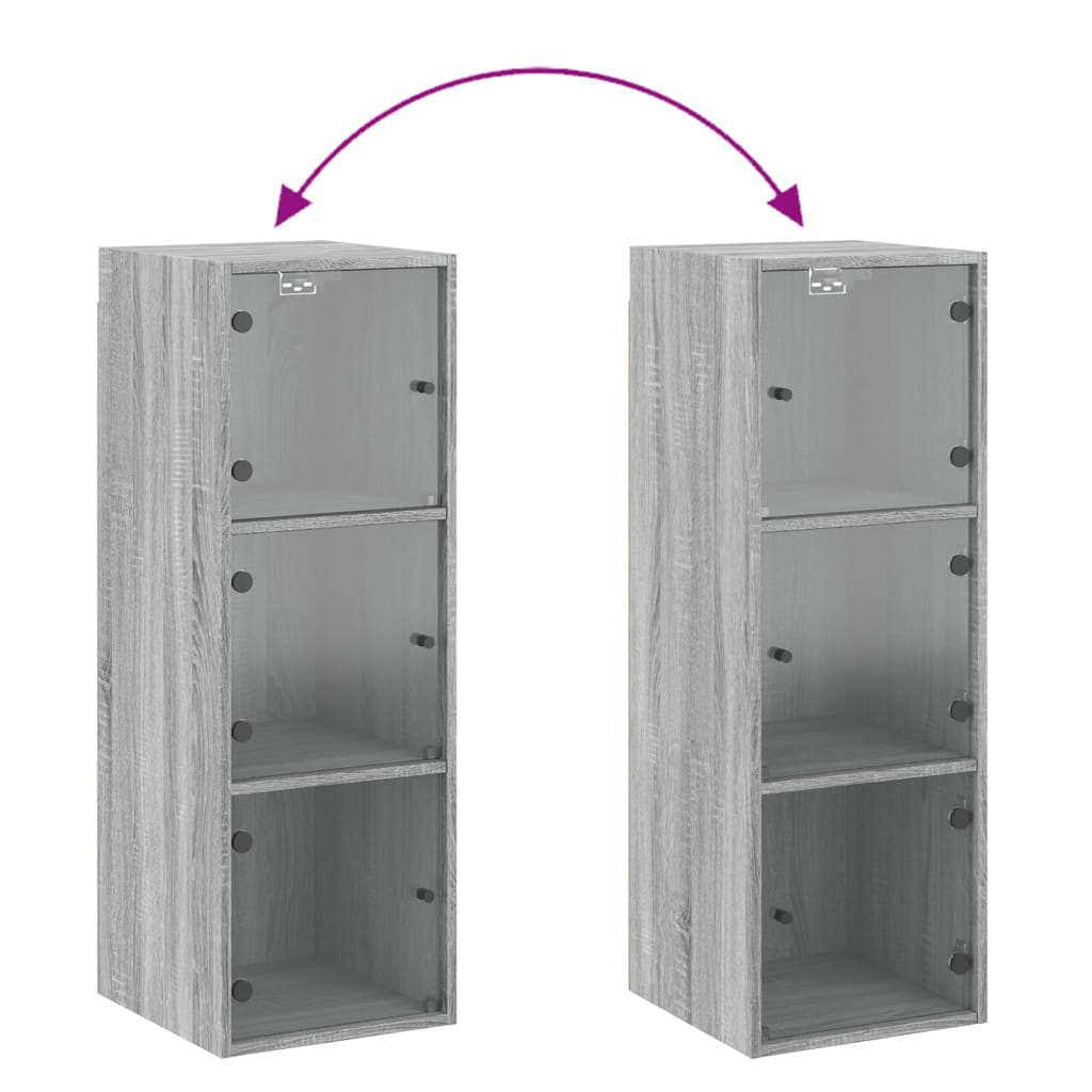 vidaXL Wall Cabinet with Glass Doors Grey Sonoma 35x37x100 cm