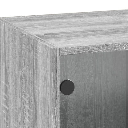vidaXL Wall Cabinet with Glass Doors Grey Sonoma 35x37x100 cm