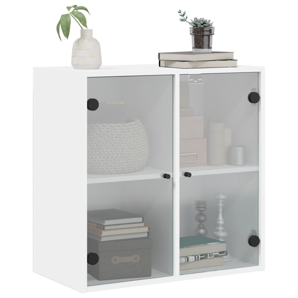 vidaXL Wall Cabinet with Glass Doors White 68x37x68.5 cm