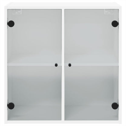 vidaXL Wall Cabinet with Glass Doors White 68x37x68.5 cm