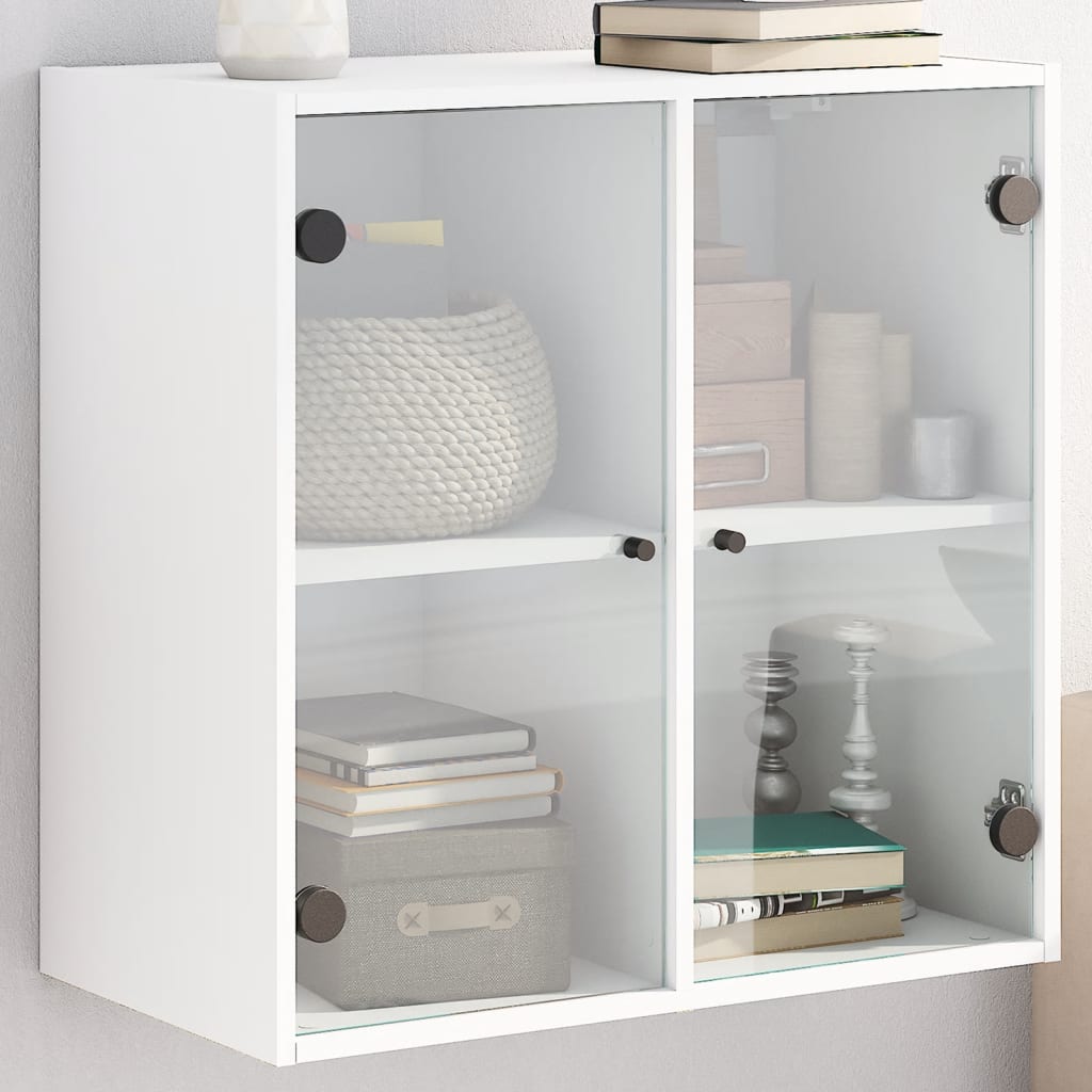 vidaXL Wall Cabinet with Glass Doors White 68x37x68.5 cm