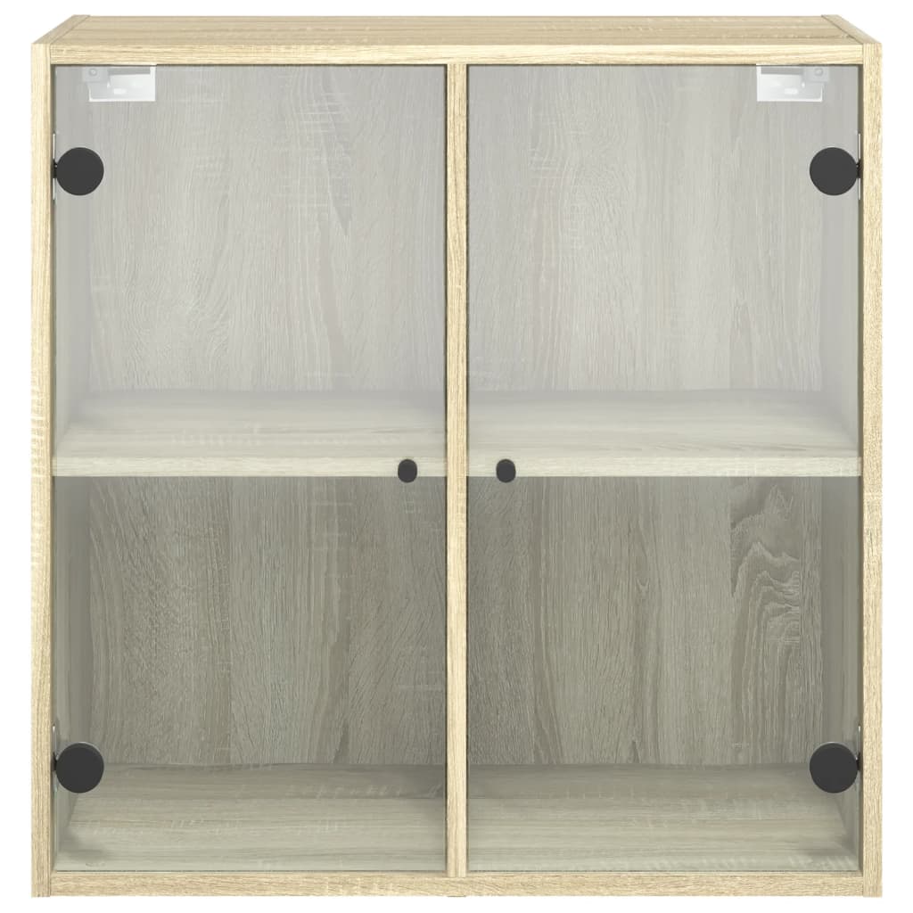vidaXL Wall Cabinet with Glass Doors Sonoma Oak 68x37x68.5 cm