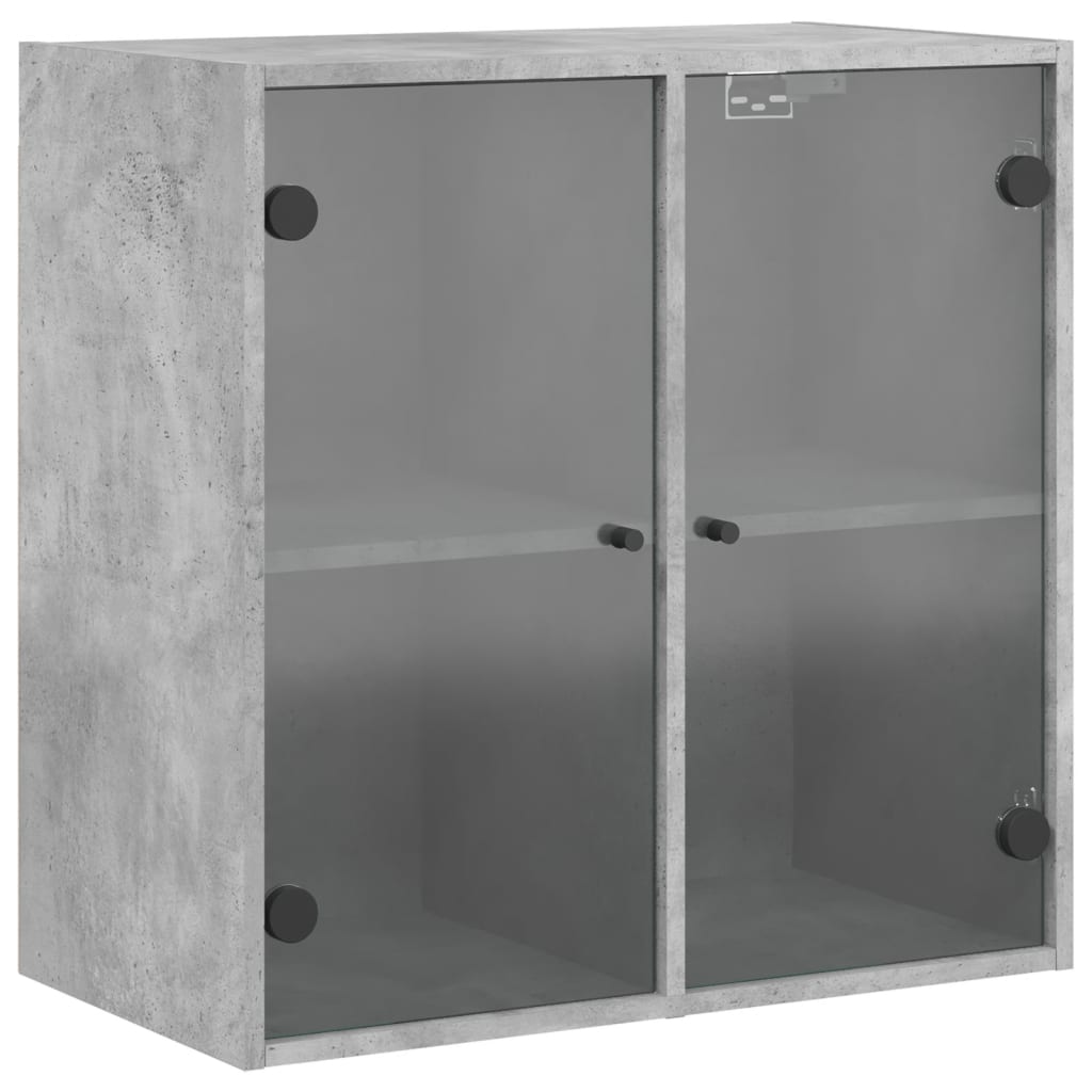 vidaXL Wall Cabinet with Glass Doors Concrete Grey 68x37x68,5 cm